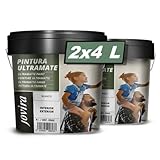 JOVIRA PINTURAS Pittura Ultramatte. 8L Esterni/interni, lavabile, super coprente e opaco, bianco. (2x4 Litri, Bianco) A-21-2