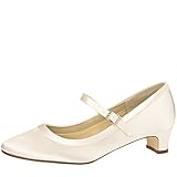 Rainbow Club Scarpe da Sposa Larissa - Décolleté da Donna, in Raso Color Crema Avorio, semplici, con Comoda Imbottitura, con Tacco a Blocco, Misura 39 EU (6 UK)