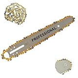 Lama e Barra Motosega Carving da 25cm 10" + 2 Catena Motosega da 40 Maglie 3/8'', Ricambi Motosega, Kit Barra per Catena Motosega e Catene Compatibile Con Tutte Le Motoseghe Da Potatura CHSB25250