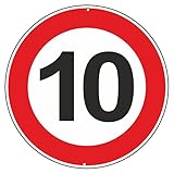 Pubblimania Velocità Massima 10 Km Orari segnaletica stradale cartello segnale in alluminio metallo rotondo spesso 3 mm per esterno Ø 30 (Velocità Massima 10 Km Orari)