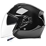 Casco Moto Mezzo Casco Con Auricolare Bluetooth Casco Moto Aperto Con Lenti Per Uomo Adulto Donna Casco Jet Con Fodera Rimovibile Per Scooter Cruiser Omologato ECE 1,54-59CM