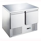 Ristoattrezzature Banco Frigo Saladette con Piano in Acciaio Inox - 2 porte - 900x700x876h mm