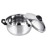 DONFAMDS Pentola Per Pasta in Acciaio Con Coperchio Scolapasta Integrato Veloce Ed Efficiente Per Cuocere Noodles Zuppe e Minestre Leggera e Portatile Per Casa e Esterno