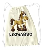 Colorfamily Sacca Ginnastica Cavallino Personalizzata Personalizzabile Nome Bambino Bambina