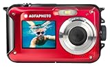 AGFA PHOTO Realishot WP8000 - Fotocamera Digitale Impermeabile, 24 MP, Video Full HD, Doppio Schermo LCD, Zoom Digitale 16x, Stabilizzatore Digitale, Batteria al Litio - Rosso
