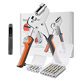 Goldeluxe Pinza occhiellatrice manuale set con 1 Pinza per occhielli metallici, 1 punzone in acciaio, 300 paia di occhielli per teloni e rondelle, per tessuti, pelle, jeans e occhielli per tessuti