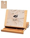 DJAR Cavalletto da tavolo regolabile, In faggio con cassetto e tavolozza, per disegno, schizzi e pittura, supporta tele fino a 28 x 35 cm, naturale