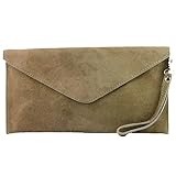 modamoda de T151 - Borsa a tracolla da donna in pelle scamosciata, realizzata a mano in Italia, beige., s