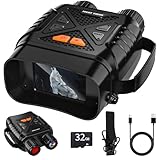 GlobalCrown Visore Notturno binocolo visione notturna,Binocolo infrarossi con zoom 10x e scheda 32GB per foto e video,Cannocchiale per l'osservazione della fauna selvatica,caccia e pesca notturna