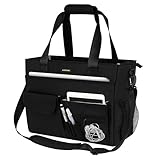 Jaffzora Borsa tote per insegnanti con scomparto per laptop, grande borsa da lavoro con 15 tasche, per donne, infermiere, nera, nero, Large, L (36,5 x 15,2 x 29,9 cm)