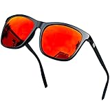KANASTAL Rossi Occhiali da Sole Arancioni Specchio Uomo Donna Polarizzati Specchiati Arancio Quadrati UV400 Vintage Eleganti Red Orange Sunglasses per Pesca -Arancione Neri