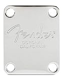Fender® »AMERICAN SERIES 4-BOLT BASS NECK PLATE WITH"FENDER CORONA" STAMP« Piastra del manico per Basso Elettrico - 4-Fori - Colore: Cromata