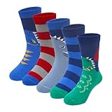 PUTUO Calzini Bambino Calze Divertenti: Calzini Bimbo di Cotone Taglia 35-38 Calzettoni Corte Bambini Calze Invernali Caldo Animali 10-12 Anni 5 Paia Motivo squalo