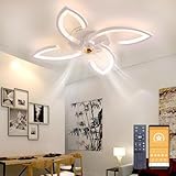 Narwhal LED Ventilatore da Soffitto, ventilatore da soffitto con luce e Telecomando, Lampadario ventilatore da soffitto con Timer, Luminosità e Temperatura Colore Regolabili (Bianco, 4 luci/36W)