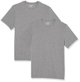 Amazon Essentials Maglietta Girocollo a Maniche Corte dalla vestibilità Aderente Uomo, Pacco da 2, Grigio Puntinato, L