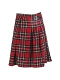 Bellissimo Kilt Scozzese Gonna Punk Gotica Rossa A Pieghe con Fibbia in Ecopelle P