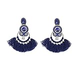 GGZONE RHAIYAN Nuovo Design Orecchini Pendenti in Pelle Stile Etnico Gioielli di Moda Donna Soutache Nappa Intrecciata a Mano Orecchini Pendenti (Color : Dark Blue)