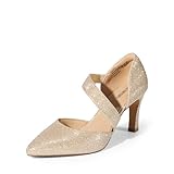 DREAM PAIRS Décolleté Classici con Tacco Alto da Donna con Cinturino sul Collo del Piede per Il Lavoro Matrimonio Ballo,Size 39,Oro Glitter,SDPU2350W