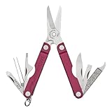 Leatherman Micra - Multiutensile Portachiavi in Acciaio Inossidabile con Forbici a Scatto e 9 Utensili - Nero Ciliegia