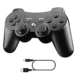 Diswoe Controller per PS3, Controller Bluetooth per PS3 Wireless Controller Senza Fili con Doppia Vibrazione Controller Ricaricabile Gamepad Joystick PS3