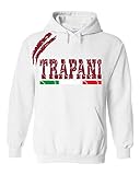 Vestipassioni Felpa Trapani Cappuccio Sport Tifosi Ultras Calcio Supporter Made in Italy(XL, Bianco)