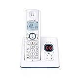 ALCATEL F530 Voice - Telefono fisso cordless DECT con segreteria - Grande display retroilluminato - Vivavoce - Funzione blocco chiamate - 2 tasti di memoria diretta - Bianco/Blu
