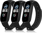 Wanme 3-Pezzi Cinturino per Xiaomi Mi Band 5 Mi Band 6/6 Nfc,Silicone Morbido Cinturini per Mi Band 5/Mi Band 6 Bracciale,3 Nero