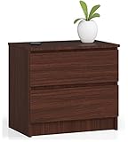 AKORD | Cassettiera K60 a 2 Cassetti | Moderna Mobiletto per Soggiorno Sala da Pranzo Camera da Letto Corridoio Bagno | Armadio Cameretta | 60x55x40 cm | Wenge