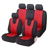 YMLVET Auto Set Coprisedili per Mazda 2 Mazda2 Type DE/DJ / XP21 / DY 2016-2022 2023 2024 2025, Traspirante Antiscivolo Anteriore Posteriore Set Completo Sedile Protezione Accessori,Red