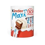 Kinder Maxi, 10 Barrette Ripiene al Latte, Ricoperte di Finissimo Cioccolato Puro Cacao, Senza Glutine, Confezione da 210 gr