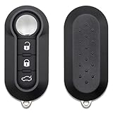Lage Guscio per Chiave Compatibile con Fiat Grande Punto, Evo, Panda, 500, Bravo, Stilo, e Lancia Ypsilon, Delta, Musa - Scocca Cover Telecomando Auto di Ricambio in Plastica Nero, con Lama e Pulsanti