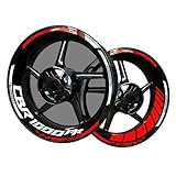 Adesivi riflettenti in vinile per bordo di cerchi da moto, adesivi kit per Hon&da CBR 1000RR, strisce cerchione moto completo per 2 ruote cerchi da 17" (rosso+argento)