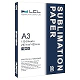 LCL Carta per sublimazione A3, 420x297mm, 110 fogli, 120 g/m², compatibile con stampanti a sublimazione EPSON, SAWGRASS, RICOH e Brother