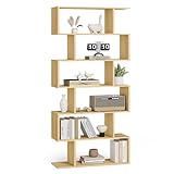VASAGLE Bücherregal, Regal mit 6 Ebenen, 24 x 70 x 191 cm, Standregal, Büroregal, freistehend, Dekoregal, zur Präsentation, modern, für Wohnzimmer, Schlafzimmer, Büro, natureichenfarben LBC061T70