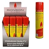 GAS Ronson 90ml (12PZ) - Confezione da 12 Bombole di Gas per Accendini, Qualità Affidabile e Duratura