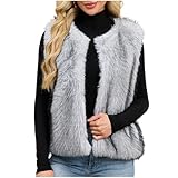 Gilet da donna in pelliccia sintetica a girocollo invernale senza maniche sfocato casual gilet elegante gilet caldo primavera autunno cappotti spessi elegante giacca termica all'aperto aperto davanti