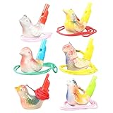 Osuter - Fischietto per uccelli per bambini, 6 pezzi, in ceramica, fatti a mano, in ceramica, con suono di canto di uccelli, per giochi all'aperto, decorazione della casa, giocattolo per bambini