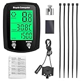 SKIKHN Computer da Bicicletta, Contachilometri Bici, 19 Funzioni Impermeabile con Display LCD Retroilluminazione, Contachilometri Automatico Cablato, per Ciclismo, Distanza di Tracciamento, Velocità