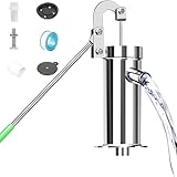 Pompa a Mano in Acciaio Inox, Pompa Manuale per Fontane Girevole a 360°, Pompa Pozzo con 7 Accessori, Pompa a Mano Fino a 8 m di Profondità per Case, Giardini Domestici, Yard, Stagni