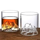 RYHMHA Fujiyama - Set di 2 bicchieri da whisky giapponesi in cristallo, 350 ml, stile antico, per cognac, martini, cocktail, rum, birra (trasparente)