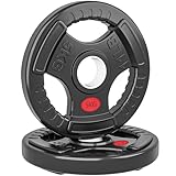 SPORTNOW Set di Dischi Pesi 2x5 kg con Foro da 5 cm, Coppia di Pesi per Bilancieri con 3 Impugnature per Allenamento a Casa e Palestra, in Acciaio con Rivestimento in Plastica, Nero