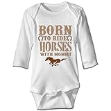 Davcielaora Tutina a maniche lunghe con scritta "Born to Ride Horses with Mommy", L-bianco, 6 mesi