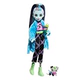 Monster High - Frankie Stein Creepover Party, bambola con outfit dettagliato e accessori per il pigiama party, cucciolo Watzie incluso, giocattolo per bambini, 4+ anni, HKY68