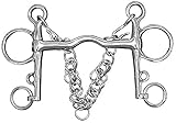 Namvo Morso Pelham per Cavalli in Acciaio Inossidabile, Bocca snodata con Accessorio per connettore equestre a Catena a cordolo