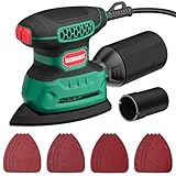 SORAKO Levigatrice Per Legno, 220W 14000 OPM Levigatrice Con Sacchetto Raccoglipolvere E 16 Fogli Di Carta Abrasiva, Ideale Per Levigare Superfici In Legno E Acciaio In Spazi Ristretti
