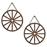 Feegow 2 pezzi in legno ruota di carro decorazione da parete, vecchia ruota di carro in legno vintage rustico rotondo in legno decorazione decorativa per casa colonica bar giardino