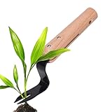 Dreuhuing Forca da giardino, forca da diserbo | Forchetta con impugnatura comoda in legno,Attrezzo manuale da giardinaggio con forchetta scavatrice per erbacce a mano in acciaio con impugnatura comoda