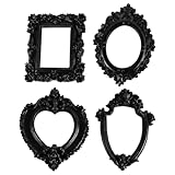 FONGKNOX 4 cornici per foto vintage in resina nera ovale quadrata piccoli oggetti di scena per ufficio decorazione fai da te, decorazione per la casa, accessori fotografici