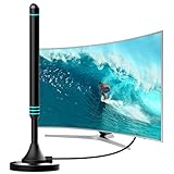Antenna TV Interna con Base Magnetica – Ricezione 360° per Segnale Digitale Terrestre – Supporta DVB-T2, Full HD e 4K – Compatibile con Smart TV – Cavo Coassiale 5 Metri