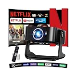 【Proiettore 4k Con Licenza Netflix】Proiettore HD 1080P Con WiFi 6 E Bluetooth 5.4 Portatile Con Messa A Fuoco Automatica E Prevenzione Degli Ostacoli Compatibile Con Usb/Hdmi/Telefono Cellulare-Nero